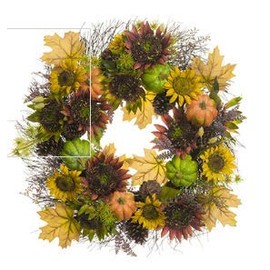 Allstate Floral 28" Sunflower, Pumpkin, Pinecone Wreath