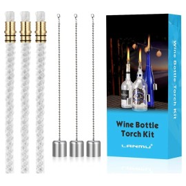 Wine Bottle Torch Wicks, Outdoor Patio Backyard Torches Lights, Oil Lamps Rep...