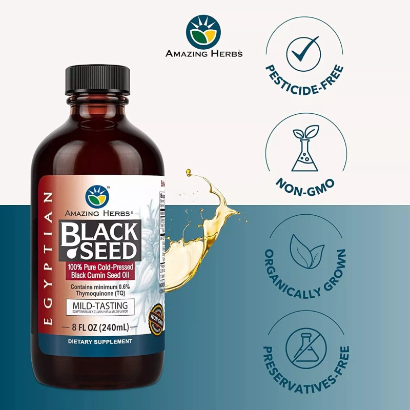 Amazing Herbs Egyptian Black Cumin Seed Oil 100% Pure Mild