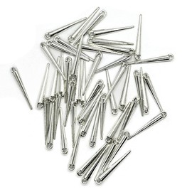 50PCS Long Spike Shape Alloy Charms, Antique Silver Spike Alloy Pendants Findings, Zipper Anklet Pendants, Tibetan Vintage Circular Charms for Necklace Bracelet Earrings Jewelry Making DIY Crafts
