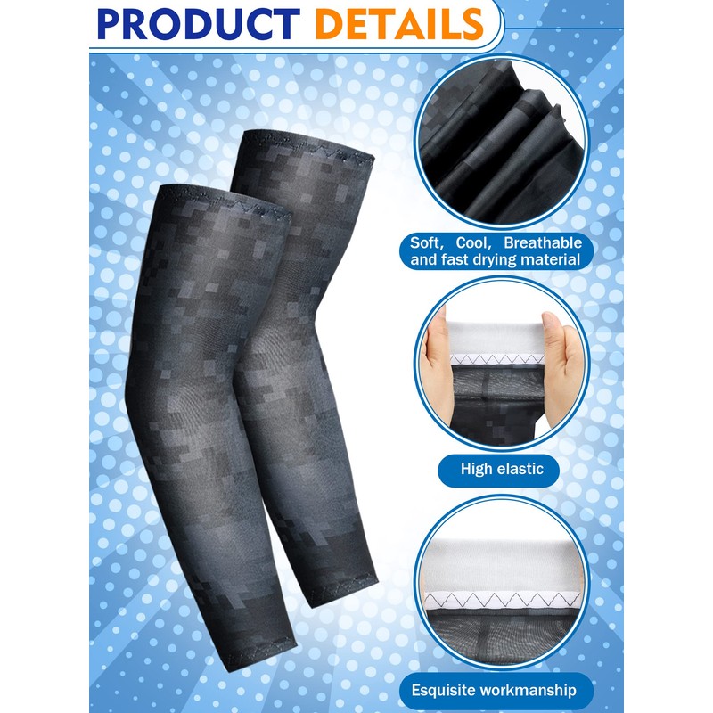 Newcotte 12 Pairs Arm Sleeves for Kids Compression Football Baseball