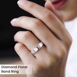 TJC Band Ring White Diamond Size M with Flush Setting in 925 Sterling Silver for Women April Birthstone Metal Wt. 2.55 Grams