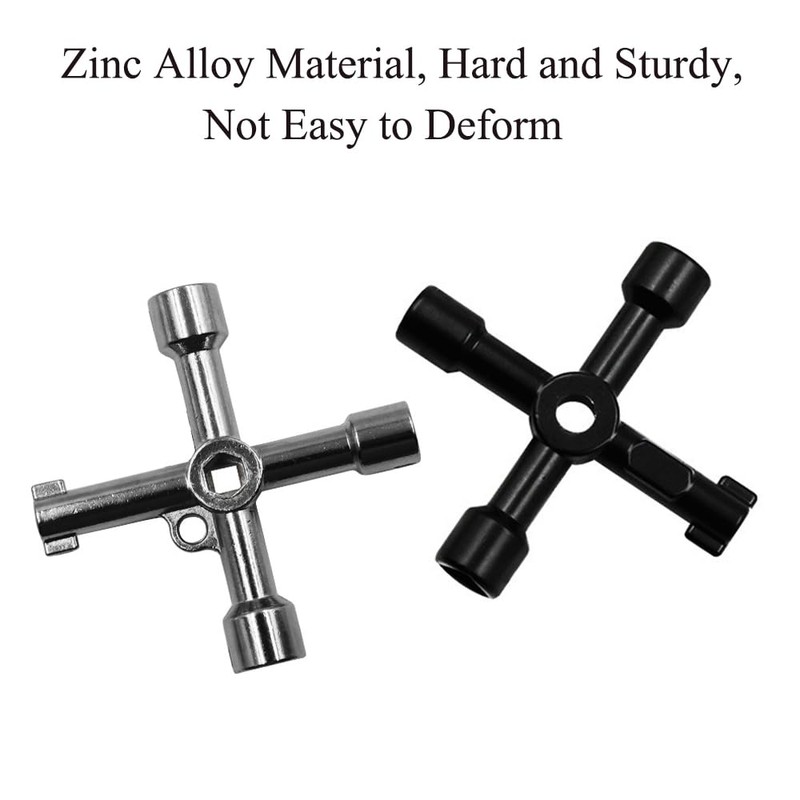 4-Way Multi-Functional Utilities Key, 2 Pcs Zinc Alloy Meter Box