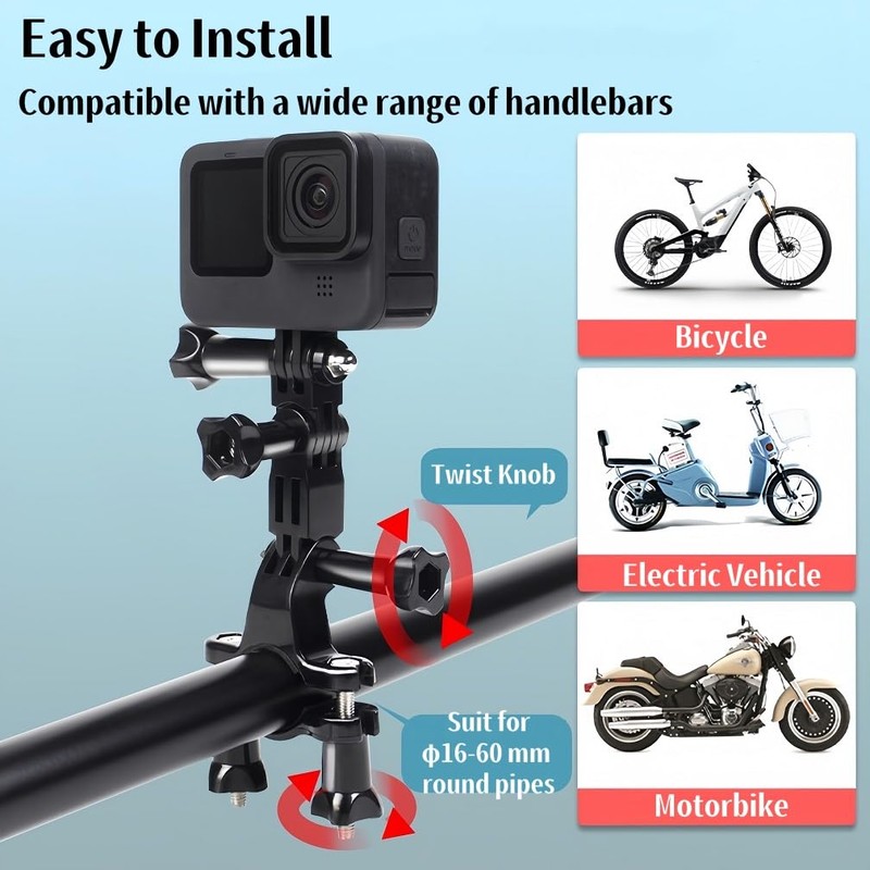 Dreneco Motorbike Handlebar Mount Adapter for GoPro Hero Series and