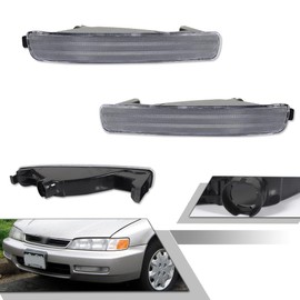 GTINTHEBOX For 1996 1997 Honda Accord Chrome Clear Lens Front Bumper Lights Left Right Turn Signal Parking Lamps Housing Assembly