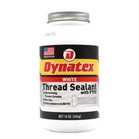 Dynatex 49495 All Purpose Thread Sealant with PTFE, -65 to 300 Degree F, 16 oz Brush Top Bottle, White