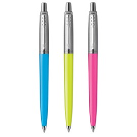 Parker Jotter Originals Ballpoint Pens | Pop Art Collection | Lime, Sky Blue and Hot Pink with Chrome Trims | Medium Point | Blue Ink | 3 Count