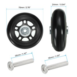 PATIKIL Replacement Luggage Suitcase Wheels Repair Kit, 70mmx24mm Wear-Resistant & Mute Swivel Caster Wheels