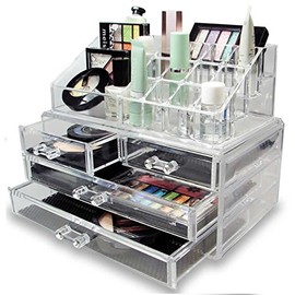 New Look Clear Acrylic Cosmetic Organiser with Drawers Makeup Jewelry Display Box Case