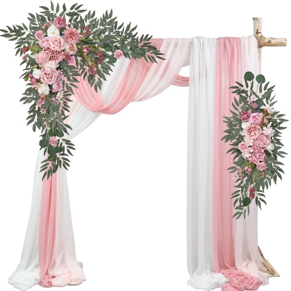 OnlyBloom Artificial Wedding Arch Flowers with Drape Kit (Pack of