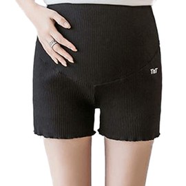 pkpohs Maternity Leggings, Shorts, Inner, Elastic, Adjustable Shorts, Black