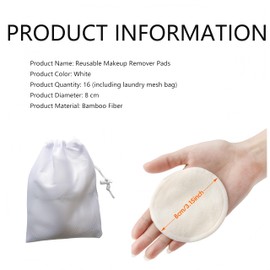 Waschbare Baumwolle, wiederverwendbar, 16 Scheiben, umweltfreundliches Set mit Waschbeutel aus Bio-Baumwolle, weich für alle Hauttypen, kein Abfall (8 cm)