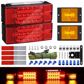 Kohree 12V Submersible LED Trailer Lights Kit, Super Bright LED Utility Brake Turn License Tail Lights, with Wiring Kit & 2 Marker Lights for Boat RV Truck Snowmobile Under 80 Inches