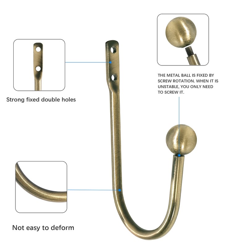 Curtain Holdback, 2 Pcs Wall Mounted Drapery Tiebacks with Screws,