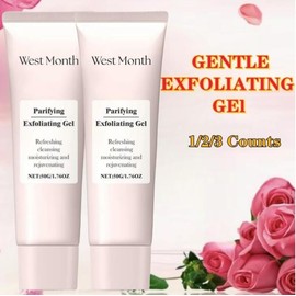West&Month Purifying Exfoliating Gel,Facial Exfoliating Cleansing,Pores Skincare Facial Scrub Gentle Hydrating Daily Comfort Deep Cleansing Cleanser Moisturizer - Specification: 50g*1count