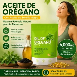 Aceite De Oregano Con Semilla Negra Sin Sabor 300                                                                                                     