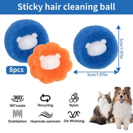 8 Pieces Pet Hair Remover Washing Machine, Lint Balls Washing Machine, Reusable Cat Hair Remover and Dog Hair Washing Machine for Washing Machine, Removes Pet Hair Lint (Blue)