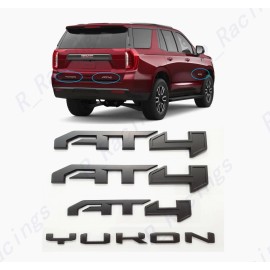 GMC 4PCS Matte Black Door Tailgate AT4 Yukon Emblem Fit 2021-2024 GMC Yukon Yukon XL