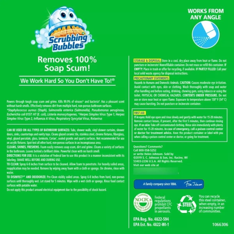 Johnson's Limpiador Para Baños Espuma Scrubbing Bubbles 567 G 4pack
