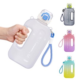 Darryy Leak-Proof Drinking Bottle, Gym, Flat Water Bottle, 750 ml, Leak-Proof, Sports Water Bottle with Strap (White)