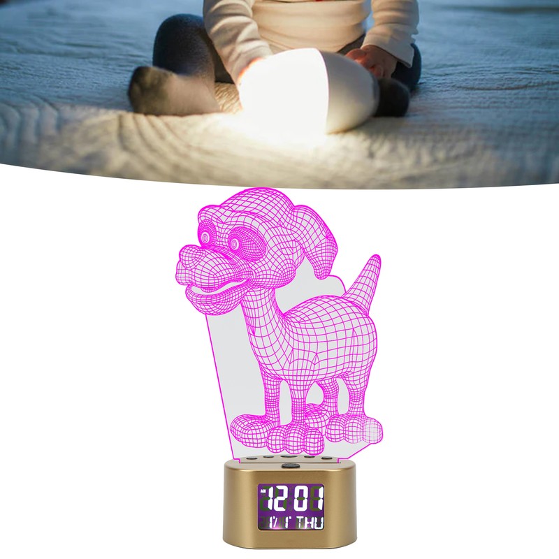 Acrylic Cartoon Night Light Dual Power Supply Alarm Clock Perpetual