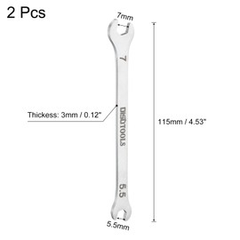 uxcell 2pcs Thin Open End Wrench 30mm x 32mm Metric Sandblasting Plated 3cr13 Stainless Steel, Double Ended Slim Spanner for Household Maintenance and General Repairs