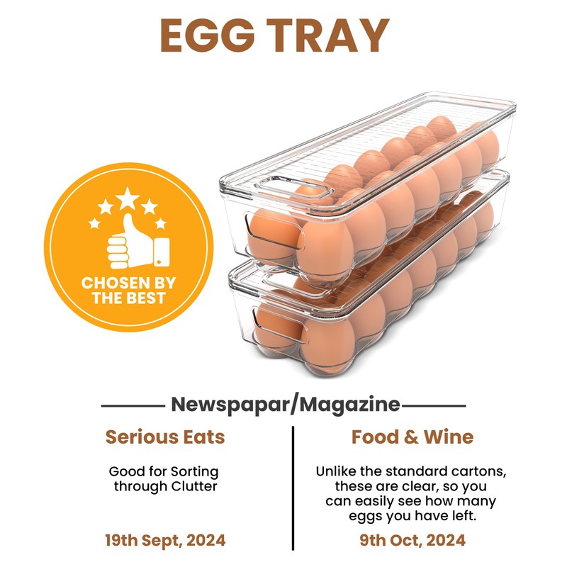 Utopia Home Egg Container With Lid and Handle for Refrigerator