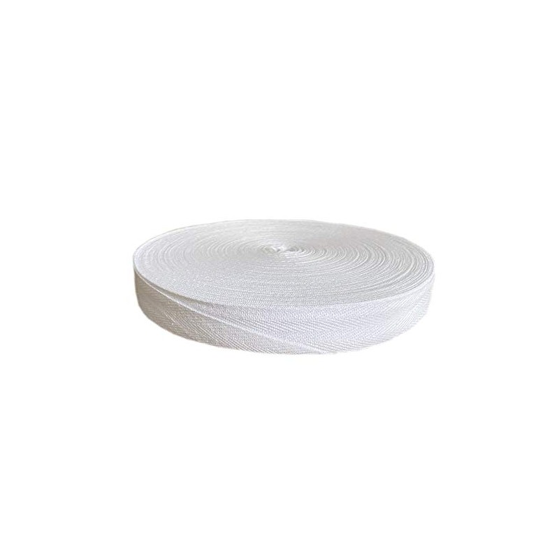 QIANF Cinta de sarga ecológica, 100% algodón, color blanco, 5