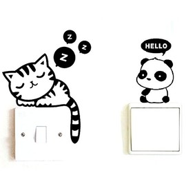 [Pippitto] Wall Sticker Cat Panda Easy Sticker DIY Set of 2