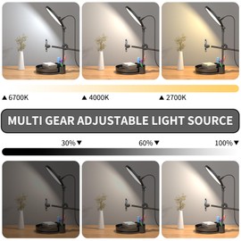 Selfie Light Kit for Desk and Laptop,55W Dimmable Full Screen Ring Light,with Rotating Storage Box,Pen Holder Stand,Phone Holder and Controller (Pink-3, 10.5)