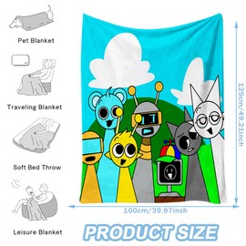 KAOVCXR Kids Sprunki Throws Blanket, Sprunki 3D Figure Printed Blanket Soft Cartoon Anime Fleece Warm Lightweight Blankets for Girls Gifts Sofa Bedroom Nap Bed Gift Birthday Party 100x 125