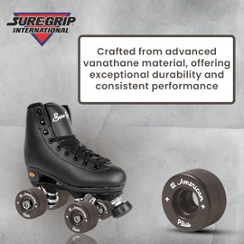 Sure-Grip All American Plus Indoor Black Wheels - Made of Vanathane Technology with 55mm Diameter Wheels - Tough and Lightweight - Hard Rink Wheel - Suitable for Beginners - Set of 8 Wheels
