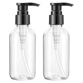 Teyssor Pump Bottle Dispenser Clear 2 Pack 150ml/5oz Empty Plastic Liquid Soap Dispensers, BPA-Free Refillable Container for Essential Oil Shampoo Lotion
