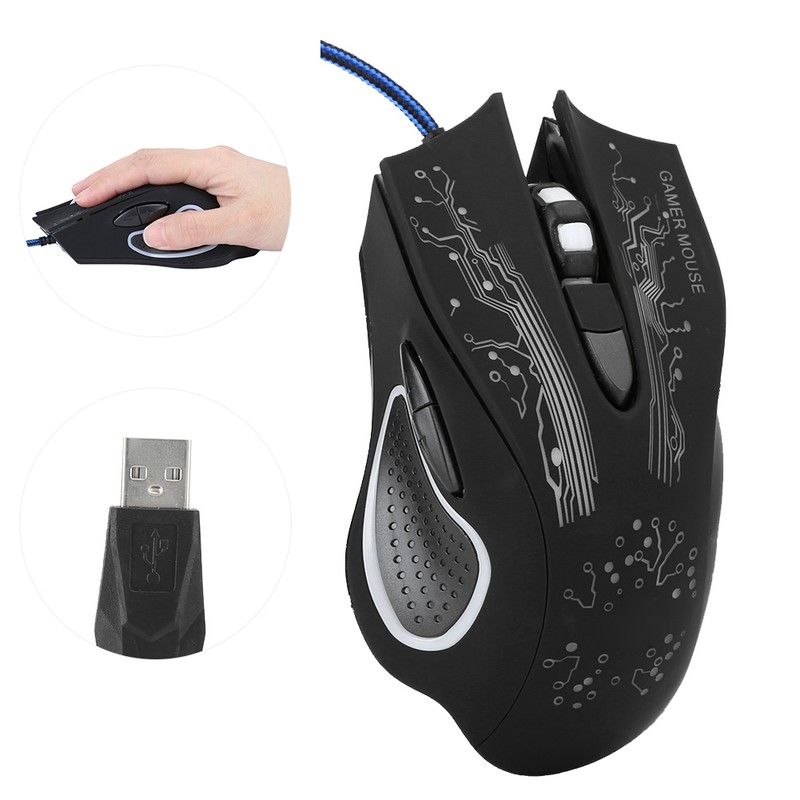 Wired Mouse LED Luminous 6 Key USB Home Office Gaming