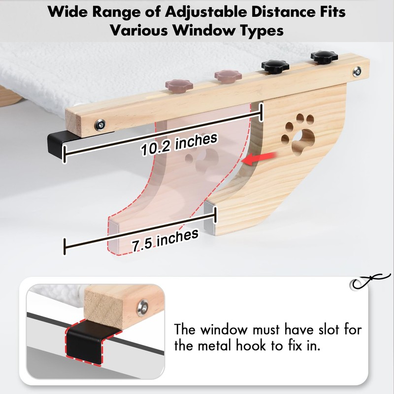 AMOSIJOY Cat Sill Window Perch Sturdy Cat Hammock Window Seat