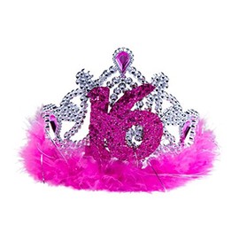 Sweet 16. Tiara mit rosa Federn