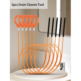 50 Inch Drain Snake Hair Drain Clog Remover Tool, 5 Packs Anti-Break Steel Sink Snake Drain Tool, Shower Snake Drain Augers for Bathroom Sink, Tub, Shower, Pipe Drain