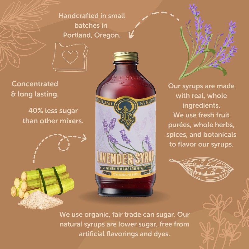 Portland Syrups Lavender Syrup - Premium Beverage Concentrate for Delicious