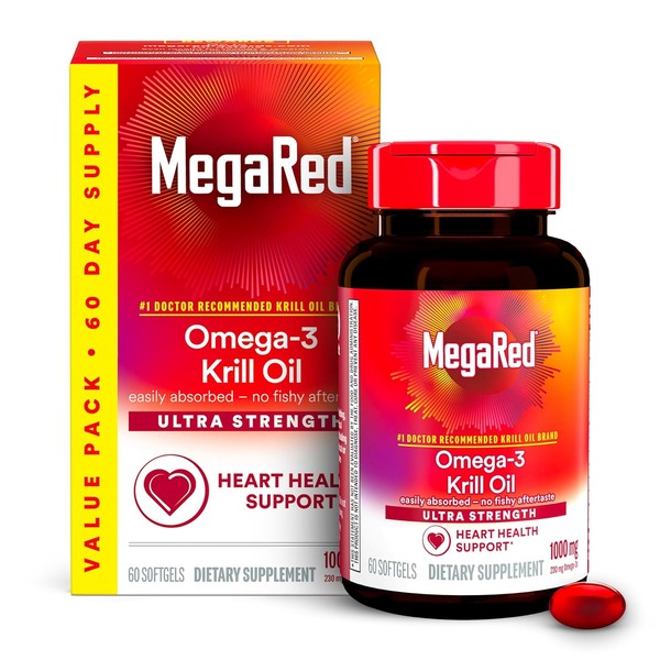 Megared Ultra Strength Omega-3 Krill Oil, 1000 mg, 60 Count