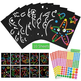 MELLIEX 10 Sheets Dotty Sticker Art, Dotty Art Picture Decoration Stickers for Kids Arts and Crafts