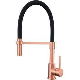 Pirooso Copper Kitchen Faucet, Kitchen Sink Faucet with Pull Down Spray, Solid Brass Kitchen Faucet Red Copper and Black