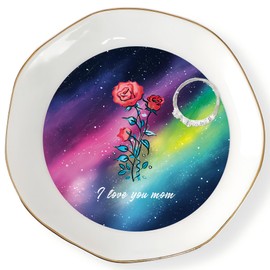 HOME SMILE Jewelry Ring Dish Tray with Dynamic Pattern Shifts for Mom,Unique Mother's Day Gifts,I Love You Mom