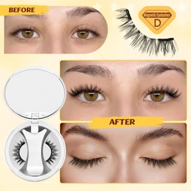 QUEWEL magnetische-Wimpern natürlicher Look, tragbare Magnet-Wimpern mit Applikator, verbesserte Wimpern-Magnetisch angenehmer und passender zu tragen, einfach anzubringen und zu entfernen (NZ-D)