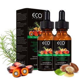 ECO finest Rosemary Oil for Hair Growth with Batana Jojoba Argan Maca Blend Hair Treatment Oil for Hair Strengthening & Loss Enhances Hair Thickness for Men & Women - 2 Bottles