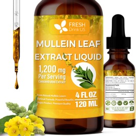 FRESHDRINKUS, 4 fl oz (120ml) Mullein Drops for Lungs Cleanse Support, Mullein Extract Liquid, 1200mg per Serving, 120 Days Supply – 100% from Natural Mullein Leaves, Non-GMO, Gluten-Free (4 fl oz)