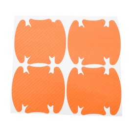 RATCHROLL 4 Pcs Universal Car Door Handle Cup Cover Adhesion Door Protection Door Bowl 3D Sticker Scratch Protector 90x100mm Carbon Fiber Pattern Orange PVC