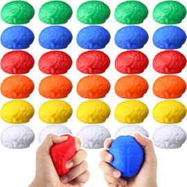 Gemscream 30 Pcs Brain Stress Balls Bulk Color Brain Fake Brain PU Brain Squeeze for Hand Muscle Exercise Teen Adult Relieve Stress and Anxiety Prank Stuff Props Improve Grip Strength