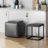 5-Piece Makeup Stool with Wheels, PU Leather Footrest Ottoman Seat