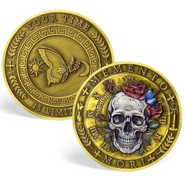 ACGZQY Memento Mori Coin - Rose Skull Memento Vivere Coin, Stoic Memory, Sobriety Token, DEC Cool Recovery Medal Gifts