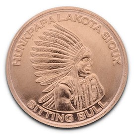 Private Mint 1 oz (AVDP) .999 Fine Copper Hunkpapa Lakota Sioux - Sitting Bull